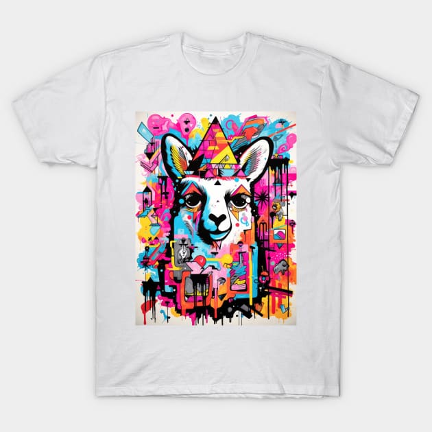 Cartoon Alpaca Graffiti #3 T-Shirt by Chromatic Fusion Studio